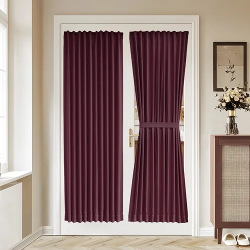 Vista 24 de Vatge Cortinas laterales autoadhesivas para puertas de cristal, sin taladro, extraíble, panel de filtrado de luz, 1 panel, 12 pulgadas de ancho x 60