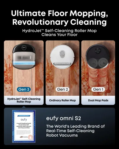 Vista 9 de eufy Omni S2 Robot Aspirador y Trapeador Combo, 30,000 Pa, 99,99% de Negro