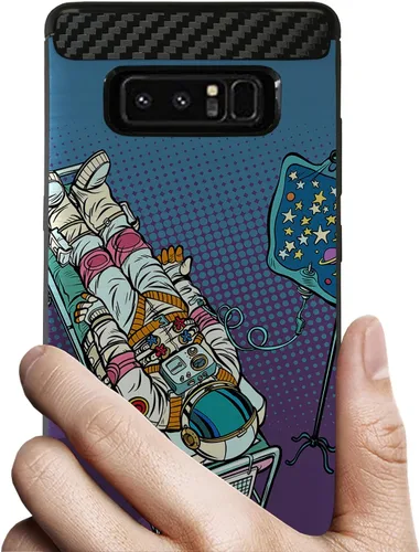 Vista 2 de CasesOnDeck - Funda compatible con Samsung Galaxy Note 8 (Carbon Flex) y Note 8, diseño moderno de ajuste delgado, con golpes y caídas (astronauta)