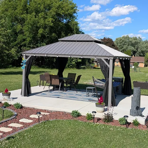 Vista 11 de PURPLE LEAF - Gazebo para exteriores de 10 x 12 pies, con sistema de drenaje