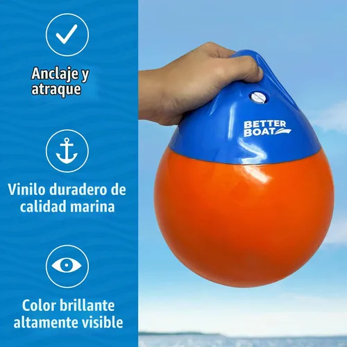 Vista 2 de Boya de anclaje y anillo de recuperación de vinilo para barco, boya de amarre redondo, parachoques o marcador y bola flotante de anclaje para línea