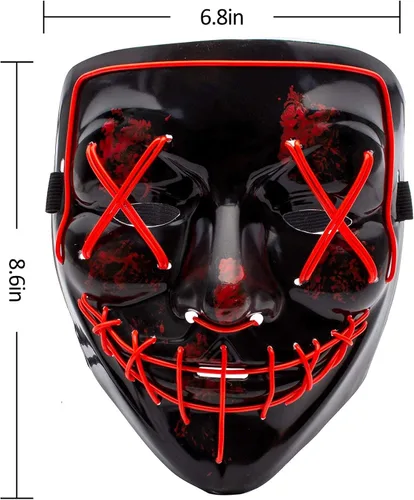 Vista 4 de Máscaras con luz LED de Halloween máscara brillante de purga aterradora para adultos adolescentes niños Halloween cosplay fiestas