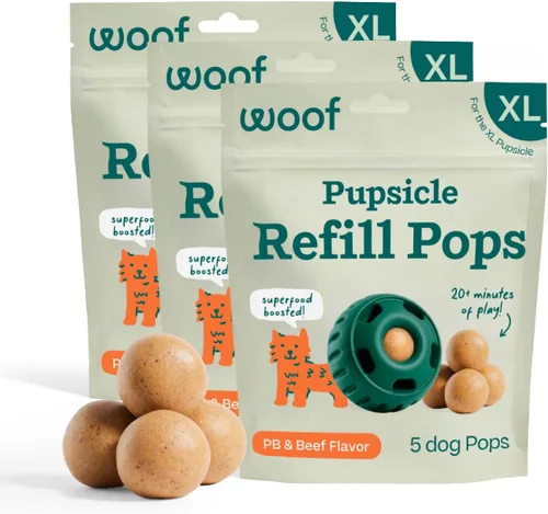 Vista 26 de WOOF Pupsicle Refill Pops - Snacks para perro de poco desorden - con mantequilla de cacahuete y carne de res - Premios para perro - De larga
