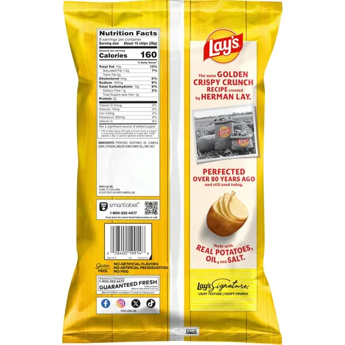 Vista 2 de Lay's - Papas fritas clásicas, bolsa de 8 onzas