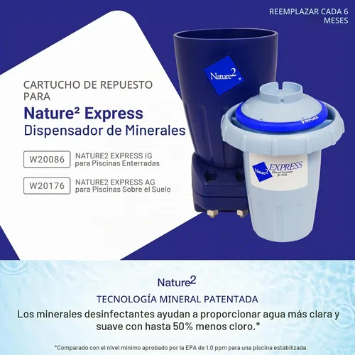 Vista 3 de Nature2 Cartucho de repuesto mineral Express para desinfectantes de piscinas