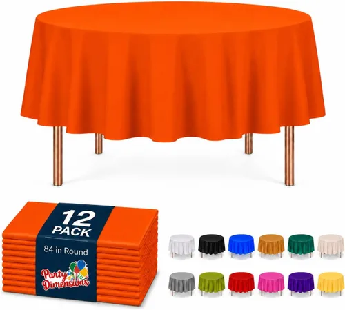 Vista 47 de Party Dimensions Mantel de plástico negro, paquete de 12 manteles rectangulares desechables de 54 x 108 pulgadas para mesas de 6 a 8 pies