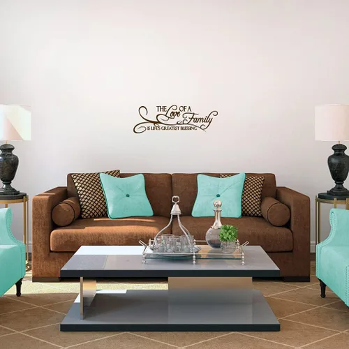 Vista 4 de Vinilo decorativo de pared The Love of A Family, pared de habitación familiar, sala de estar, cita de pared de la familia es la mayor bendición