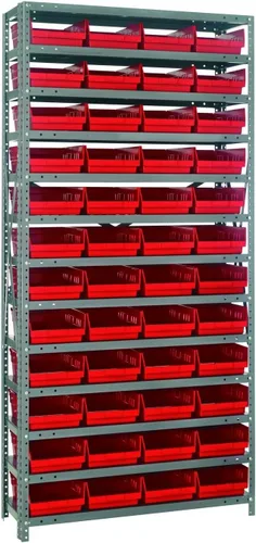 Vista 191 de Quantum QSBU-245BK Heavy Duty Shelving Unit with (7) Shelves and (24) QUS245 Black Bins for Garage Warehouse Storage Distribution 400 lb Load