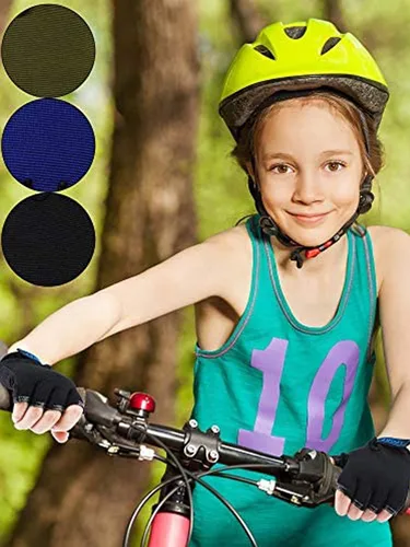 Vista 2 de 3 pares de guantes de medio dedo para niños guantes de deporte antideslizantes guantes de gel para niños ciclismo ciclismo