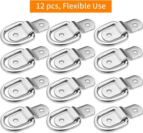 Vista 10 de Anclaje de amarre con anilla en D de 1/4 de pulgada para montaje en superficie resistente, anillos de amarre para montaje en piso, 2400 libras