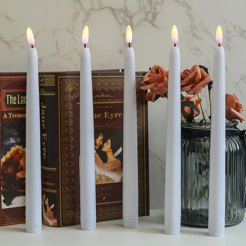 Vista 4 de Velas alargadas decorativas sin llama, con control remoto y temporizador