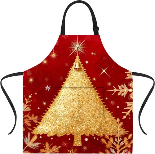 Vista 54 de ANNA QUEEN Delantal de Feliz Navidad para mujeres y hombres con bolsillos, delantal de muñeco de nieve, delantal de cocina ajustable para cocinero
