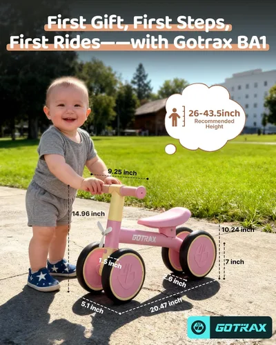 Vista 8 de Gotrax Bicicleta de equilibrio para bebé, ruedas silenciosas de 7 pulgadas