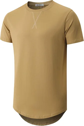 Vista 9 de KLIEGOU Camiseta larga 100% algodón para hombre, preencogida, suave 66 Gris Azul