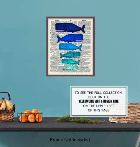 Vista 6 de Blue Whales - Impresión artística de diccionario sin marco, ideal para pescadores, hermosa decoración para el hogar, regalo asequible, listo