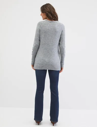 Vista 2 de Motherhood Maternity Suéter tipo túnica con cuello redondo para mujer