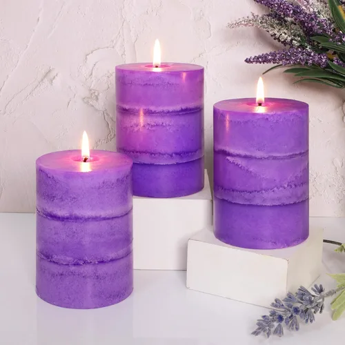 Vista 20 de Velas aromáticas de pilar FLAVCHARM de larga duración, sin goteo, rojas, 3x4 pulgadas