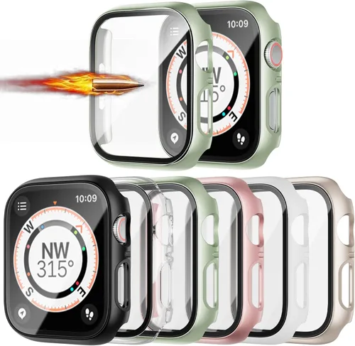 Vista 12 de Paquete de 6 fundas para Apple Watch Series 10 de 42mm con protector de pantalla de vidrio templado, JZK protector delgado con cobertura completa