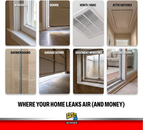Vista 5 de Flex Seal Cinta de Sellado contra Corrientes de Aire y Aislamiento, Flexible, de Goma, Tira Resistente a la Intemperie para Ventanas, Puertas