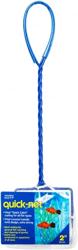 Vista 12 de Penn-Plax Quick-Net Aquarium Fish Net - Fine Mesh, Vinyl-Covered Braided Handle - Small Aquarium Cleaning Tool for Gentle Fish Handling - Use in
