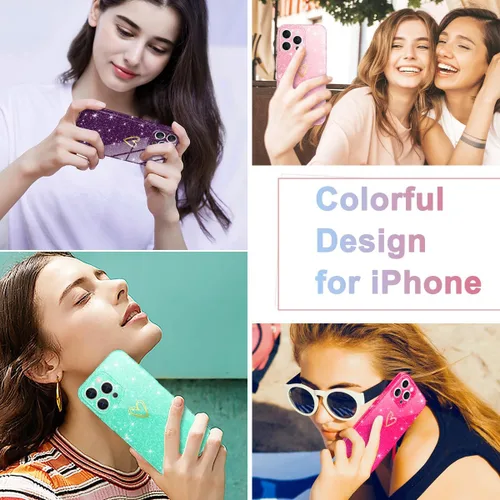 Vista 5 de Funda para iPhone 12 Pro Max, [purpurina transparente] [nunca amarilla] fundas de teléfono a prueba de golpes, funda protectora de silicona suave