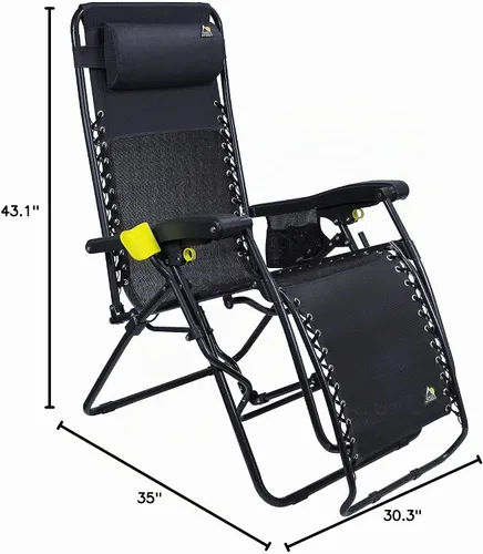 Vista 3 de GCI Outdoor Freeform Zero Gravity - Silla de campamento regular, color negro