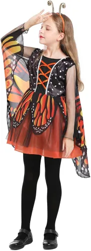 Vista 5 de Seasons Disfraz de mariposa de belleza, disfraz de Halloween naranja para niñas