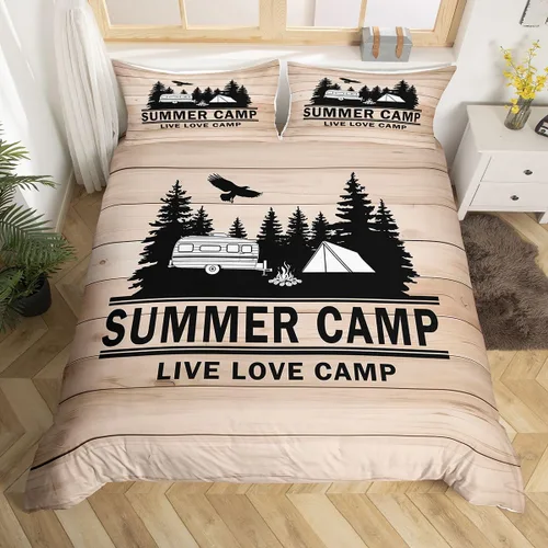 Vista 26 de Erosebridal Camper Bedding - Juego de ropa de cama de 2 piezas, estilo rústico de granja, juego de ropa de cama de campamento para adolescentes