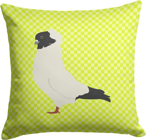 Vista 301 de Caroline's Treasures BB8163PW1414 Beltsville - Almohada decorativa de tela a cuadros pequeños, color blanco, pavo y gallina azul, lavable a máquina