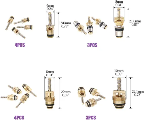 Vista 4 de Swpeet Kit de accesorios de núcleo de válvula de aire acondicionado, incluye surtido R12 R134a núcleo de válvula de refrigeración, núcleos