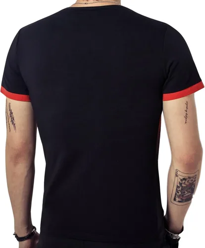 Vista 5 de kuboyee Mens Slim Fit Cotton T-Shirt Short Sleeve Crew Neck Contrast Gradient Color Stitching Tops Fashion Shirts Casual Tee