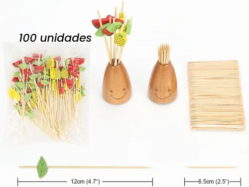 Vista 2 de Minisland Selecciones de cóctel de bambú de hoja de piña de sandía de MSL115-Multi Frutas