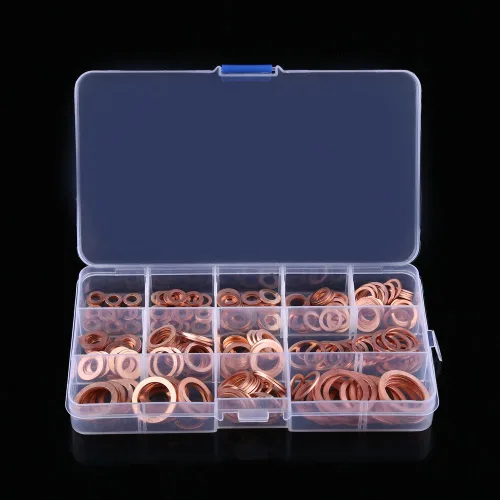 Vista 3 de 280PCS 12 Sizes Copper Flat Washer, Copper Washers Assortment Kit Plain Washers with Box Fitting for Screws Bolts Fasteners