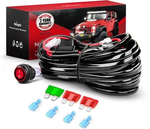 Vista 13 de Nilight Kit de arnés de cableado de barra de luz LED de cobre, 1 cable de 12 AWG resistente 12 V, interruptor de encendido y apagado, fusible