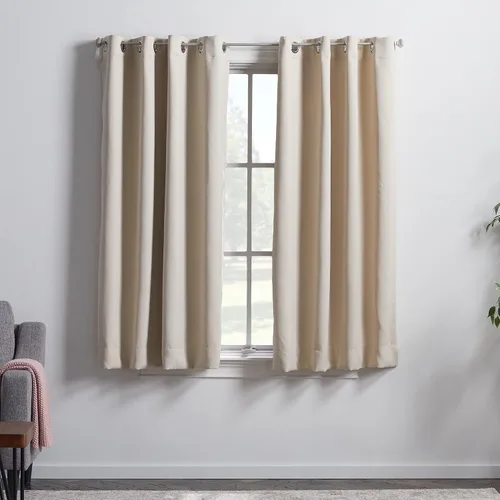 Vista 30 de Linenspa Juego de 2 paneles de cortinas 100% opacas, cortinas azul marino de 63 pulgadas de largo, aislamiento térmico, reducción de ruido