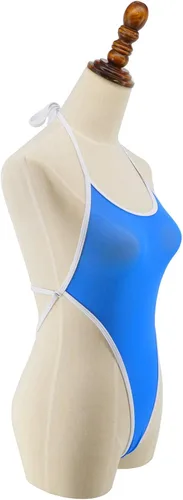Vista 3 de SHERRYLO Ver a través de una pieza traje de baño de corte alto micro monokini bikini mini malla transparente traje de baño, Blanco