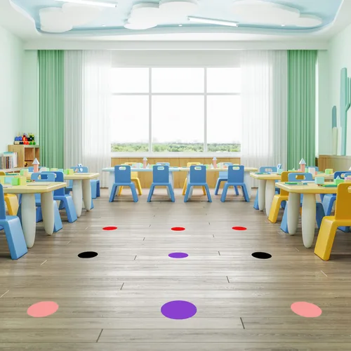 Vista 2 de EVQ 200 cintas adhesivas de vinilo con forma de puntos de 3.5 pulgadas, calcomanías de vinilo extraíbles para el aula, marcador de línea de Negro