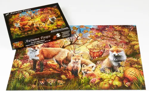 Vista 4 de Vermont Christmas Company Rompecabezas de zorros de otoño de 550 piezas