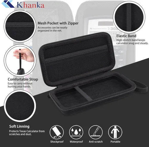 Vista 5 de khanka Funda de transporte para calculadora científica Texas Instruments TI-30Xa/TI BA II Plus/TI-30XIIS /TI-30XS MultiView/TI-36X Pro Engineering