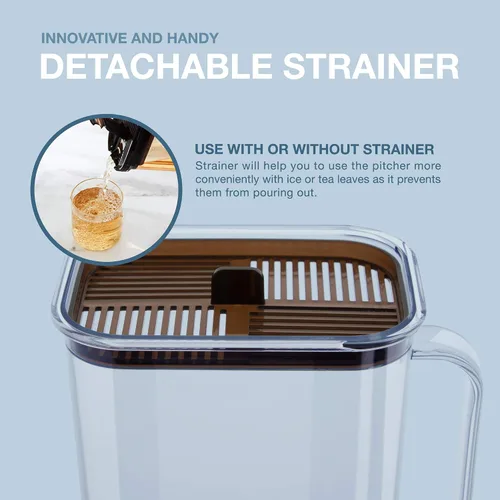 Vista 4 de LocknLock Aqua - Jarra de agua para puerta de refrigerador, jarra transparente, jarra de plástico sin BPA con tapa, jarra de 1.6 cuartos de galón