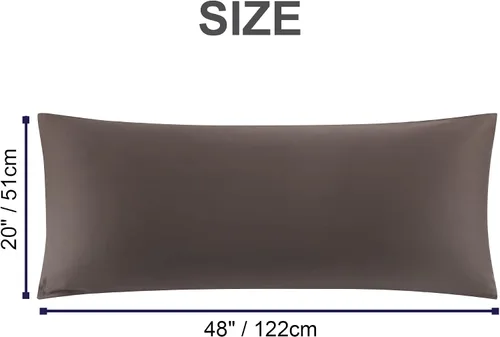 Vista 7 de Funda de almohada corporal de algodón de 400 hilos, cierre de cremallera, funda de almohada suave para el cuerpo, 20 x 48 pulgadas, castor