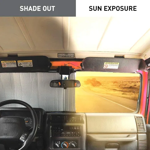 Vista 3 de Savadicar Parasol para parabrisas con bandera de Estados Unidos para Jeep Wrangler TJ JK JKU 1997-2018, protector térmico, estructura laminada