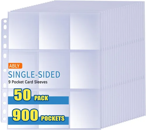 Vista 12 de ABLY 540 bolsillos de doble cara para tarjetas intercambiables, 9 bolsillos, protectores de tarjetas de juego de plástico transparente