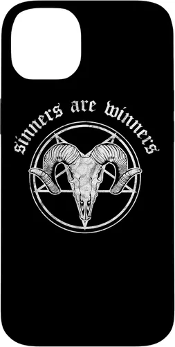 Vista 14 de Funda para iPhone 14 Occult Baphomet Tarot Card Satanic Devil Sinners are Winners