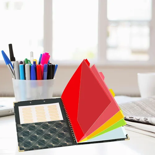 Vista 7 de Portapapeles Portafolio con Bloc de Notas Recargable, Carpeta de Portapapeles de Tapa Dura en Espiral, 5 Separadores, Portapapeles de Almacenamiento