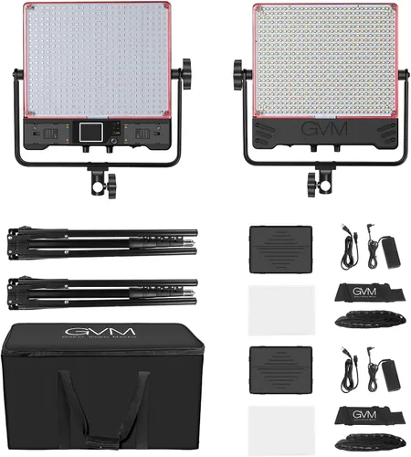 Vista 7 de GVM - Luz de video LED de 50 W con softboxes, RGB+bicolor de doble cara, cada lado 50 W, kit de iluminación de video con control Bluetooth, luces