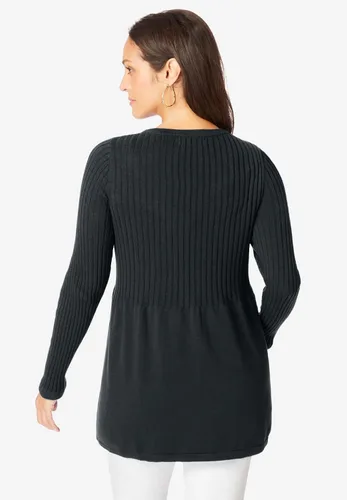 Vista 3 de Jessica London Suéter tipo túnica de muñeca de bebé acanalado de talla grande para mujer