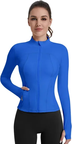 Vista 9 de VUTRU Womens Workout Yoga Jacket Lightweight Zip Up Athletic Jacket Lightweight Cropped Jacekt with Pockets Beige