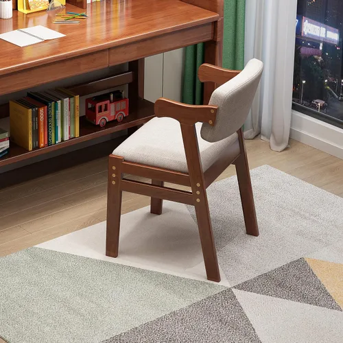 Vista 4 de Silla de estudio para niños Silla de madera de goma Altura ajustable Comedor/Oficina/Ocio Silla (marrón)