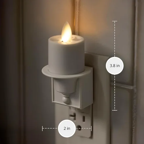 Vista 7 de Luminara Luz nocturna sin llama con sensor automático oscuro de luz del atardecer al amanecer, enchufe de pared blanco luz LED nocturna